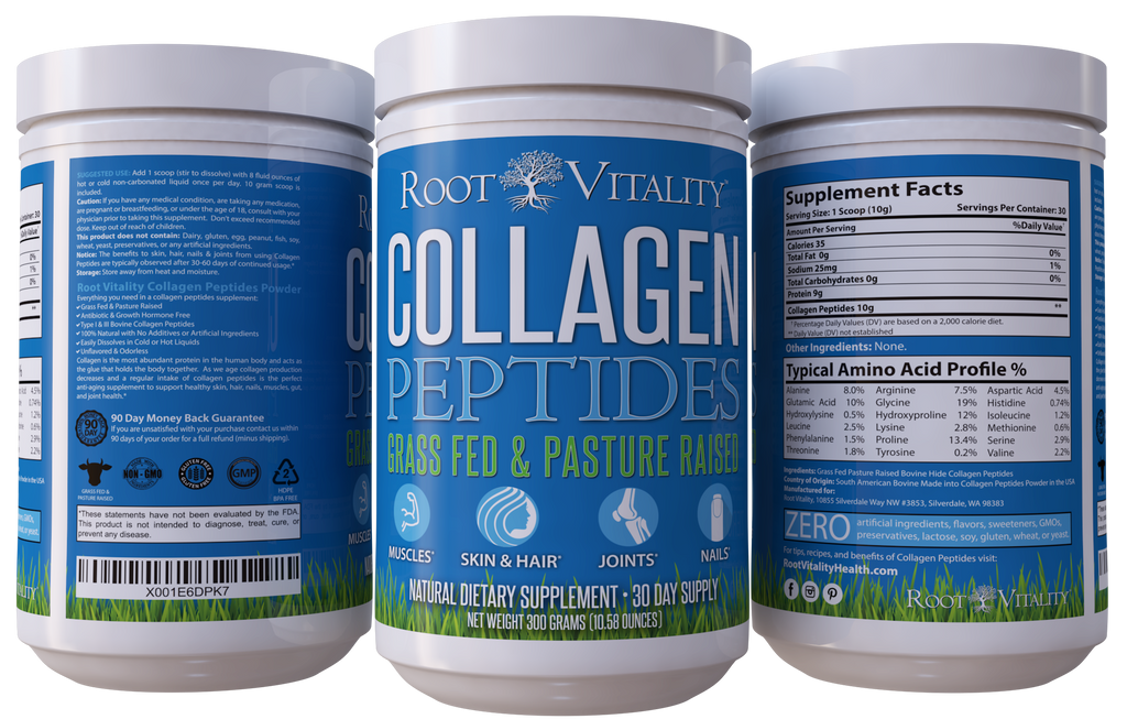 Root Vitality Collagen Powder, for Skin, Hair, Nails & Joints, Collagen Peptides, 30 Servings