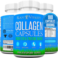 Root Vitality Collagen Pills, for Skin, Hair, Nails & Joints, Collagen Peptides, 180 Capsules