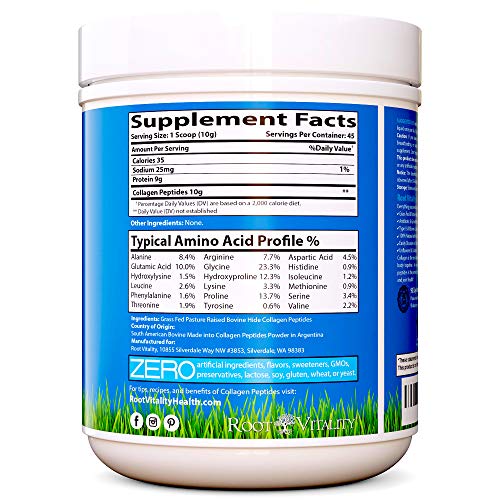Root Vitality Collagen Powder, for Skin, Hair, Nails & Joints, Collagen Peptides, 45 Servings